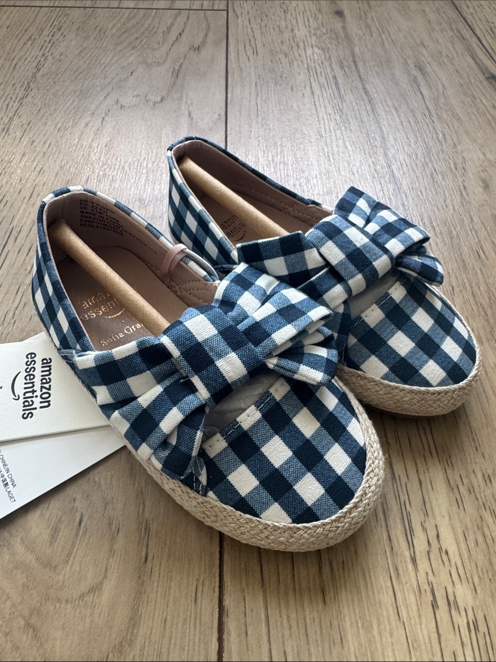 NWT Sofia Grainge x Amazon Essentials Navy and White Bow Espadrille Toddler 6